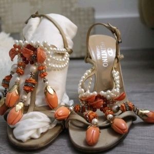 valentino Garavani beige heels with pearls...